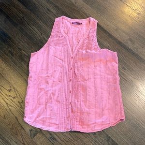 Prana Pink Button Pink Tank Top Large L EUC